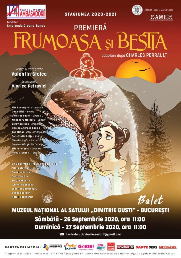 38-Afis-Frumoasa-si-Bestia-var-finala TEATRUL MUZICAL AMBASADORII deschide stagiunea 2020-2021 cu PREMIERA baletului FRUMOASA ȘI BESTIA, în cadrul SAMER 2020, proiect inițiat de Ministerul Culturii