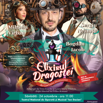 Afis Elixirul Dragostei 24 oct TMA – prima participare la FNT (Festivalul Național de Teatru)